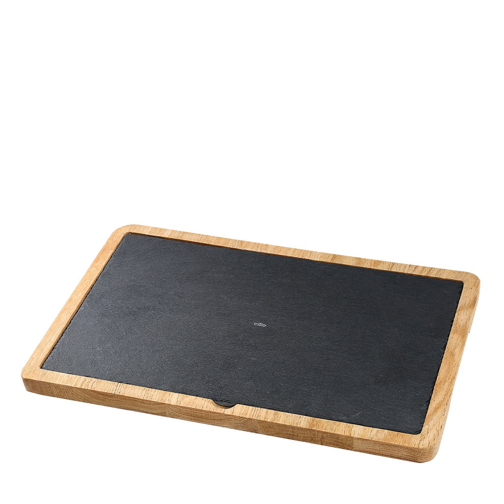 Cilio - Schieferplatte mit Holzbrett rechteckig 